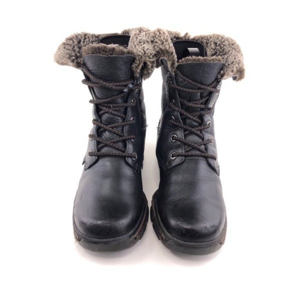 Blondo Black Leather Lace up Winter Ankle Boots 8M - Picture 4 of 14